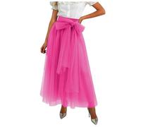 Lange Tüllrock Damen A Linie Tutu Rock Unterrock Lagenrock Faltenrock Hoher Taille Maxirock Netzstoff Cocktailkleid Bühnenkleid Mesh Tüll Petticoat für Hochzeit Party Tanz Karneval Kostüm (One Size)