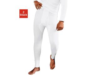 Lange Unterhose CLIPPER, Herren, Gr. 3 (XS), 2 Stk., weiß, Feinripp, Obermaterial: 100% Baumwolle, unifarben, körpernah, Unterhosen Lange Unterhose, aus Feinripp, mit Eingriff (602415-3) weiß