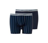 Lange Unterhose TOM TAILOR "Kentucky", Herren, Gr. 6L, 2 Stk., blau (blau, dunkel, streifen), Single Jersey, Obermaterial: 95% Baumwolle, 5% Elasthan, gestreift, unifarben, körpernah, Unterhosen Lange