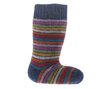 Lange Vollplüsch Socken Wolle warm dick blau 29/30