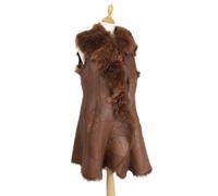 Lange Weste aus Toscana Lammfell mit Wasserfallkragen in Braun 42