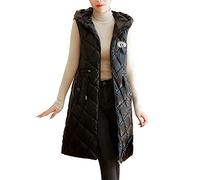 Lange Weste, für Damen, schick, elegant, Hochzeit, für Frauen, lässig, solide Jacke, mit Kapuze, Weste, Reißverschluss, Tasche, locker, ärmellos, langer Mantel, Daunenjacke, warm, für Mädchen,