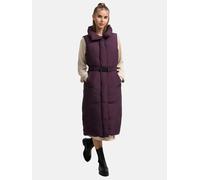 Navahoo Damen ärmellose Lange Outdoorweste warme Winterjacke aus recyceltem Material mit Taillengürte und Magnet-Flap Abendlied XIV Dusty Plum Gr. XS