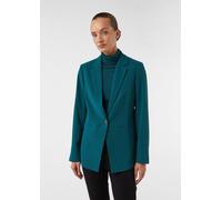 Langer Blazer aus Crêpe im Relaxed Fit petrol 40
