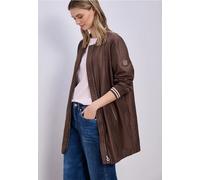 Blouson STREET ONE, Damen, Gr. 36, mahogany braun, Stoff, Obermaterial: 100% Polyester; Futter: 100% Polyester, unifarben, comfort fit normal, Rundhals, Bündchen, Jacken Blouson, mit 2-Wege Reißversch