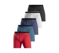 Langer Boxer AUTHENTIC LE JOGGER, Herren, Gr. XXL/8, 5 Stk., bunt (rot, grau, blau, grau, meliert, navy, schwarz), Jersey, Obermaterial: 95% Baumwolle, 5% Elasthan, unifarben, Unterhosen, mit zweifarb