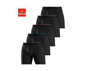 Langer Boxer AUTHENTIC LE JOGGER, Herren, Gr. XXL/8, 5 Stk., schwarz, Jersey, Obermaterial: 95% Baumwolle, 5% Elasthan, unifarben, körpernah, Unterhosen, mit zweifarbigem Webbund und längerem Bein (41