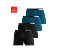 Langer Boxer BENCH. "Boxershorts für Herren", Herren, Gr. S, 4 Stk., blau (schwarz, blau), Jersey, Obermaterial: 95% Baumwolle, 5% Elasthan, unifarben, Unterhosen, Unterhosen mit Logoschriftzug im Bun