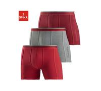 Langer Boxer BENCH., Herren, Gr. L, 3 Stk., rot (bordeaux, grau, meliert, rot), Jersey, Obermaterial: 92% Baumwolle, 8% Elasthan (LYCRA), unifarben, Unterhosen Langer Boxer, Unterhosen mit elastischem