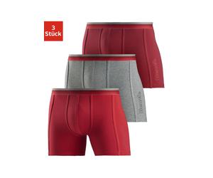 Langer Boxer BENCH., Herren, Gr. L, 3 Stk., rot (bordeaux, grau, meliert, rot), Jersey, Obermaterial: 92% Baumwolle, 8% Elasthan (LYCRA), unifarben, körpernah, Unterhosen, Unterhosen mit elastischem B