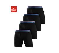 Langer Boxer BENCH., Herren, Gr. L, 4 Stk., schwarz, Jersey, Obermaterial: 95% Baumwolle, 5% Elasthan, unifarben, Unterhosen, Unterhosen mit schmalen Streifen im Logo-Webbund (30910663-L) schwarz