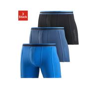 Langer Boxer BENCH., Herren, Gr. S, 3 Stk., blau (blau, schwarz, marine), Jersey, Obermaterial: 92% Baumwolle, 8% Elasthan (LYCRA), unifarben, Unterhosen, Unterhosen mit elastischem Bund und Logodruck