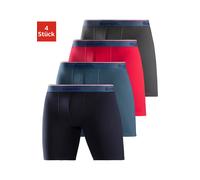 Langer Boxer BENCH., Herren, Gr. XXL, 4 Stk., blau (rot, blau, anthrazit, schwarz), Jersey, Obermaterial: 95% Baumwolle, 5% Elasthan, unifarben, Unterhosen, Boxershorts mit langem Bein, schmalen Strei
