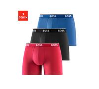 Langer Boxer BOSS "Brief 3 PACK", Damen, Gr. L (52), bunt (rot, blau, schwarz), Jersey, Obermaterial: 95% Baumwolle, 5% Elasthan, Unterhosen, mit farblich passendem Webbund (35761456-L) rot, blau, sch