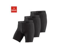 Langer Boxer BUFFALO "Boxershorts für Herren", Herren, Gr. L, 3 Stk., schwarz, Jersey, Obermaterial: 92% Baumwolle, 8% Elasthan (LYCRA), unifarben, Unterhosen, in langer Form ideal auch für Sport und 