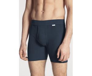 Langer Boxer CALIDA "Cotton 1:1", Herren, Gr. XL (56), blau (admiral), Interlock, Obermaterial: 100% Baumwolle, unifarben, normal, Unterhosen, elastischer Softbund, Eingriff, Feinripp-Qualität, langes