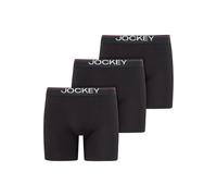 Langer Boxer JOCKEY "Cotton Stretch", Herren, Gr. L, schwarz, Single Jersey, Obermaterial: 95% Baumwolle, 5% Elasthan, unifarben, Unterhosen, (3er Pack), eng anliegend, hoher Tragekomfort (40024423-L)