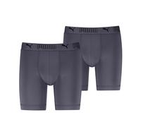 Langer Boxer PUMA "PUMA MEN SPORT MICROFIBER LONG BOXERS 2P", Herren, Gr. XL, grau (inky depths), Jersey, Obermaterial: 88% Polyester, 12% Elasthan, normal, Unterhosen, mit Logo-Bund (92076408-XL) ink