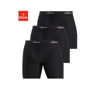 Langer Boxer S.OLIVER "Boxershorts für Herren", Herren, Gr. L, 3 Stk., schwarz, Jersey, Obermaterial: 92% Baumwolle, 8% Elasthan, unifarben, Unterhosen, mit längerem Bein (93079717-L) schwarz