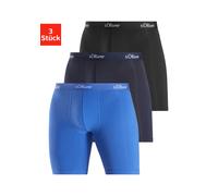 Langer Boxer S.OLIVER "Boxershorts für Herren", Herren, Gr. M, 3 Stk., blau (blau, navy, schwarz), Jersey, Obermaterial: 92% Baumwolle, 8% Elasthan, unifarben, Unterhosen, mit längerem Bein (50332314-