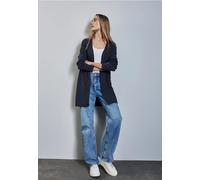 Strickjacke STREET ONE, Damen, Gr. 36, blau (tiefblau), Stoff, 70% Viskose, 30% Nylon, unifarben, normal lang, ohne Ausschnitt, Bündchen, Strickjacken Strickjacke, aus softer Viskose (13453067-36) tie