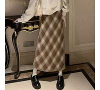 Langer Damenrock im Vintage-Stil, elegant, hohe Taille, schmale Passform, A-Linien-Design mit leichtem Stretch für bequemes Tragen bei lässigen oder formellen Anlässen, Khaki (2XL Khaki)