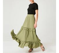 Langer Faltenrock mit abgestuften Rüschen XS