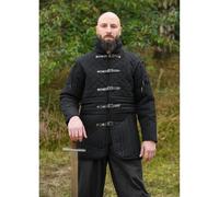Langer Gambeson mit Schnallen und abnehmbaren Ärmeln, schwarz M