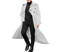 Langer Herren-Trenchcoat, Kerbkragen, Knopf, lässig, leicht, lässig, lang, Windschutz, solides Revers, Trenchcoat, normale Passform, stilvoll, volle Länge, Outwear, Business, Casual Mäntel für Herbst,