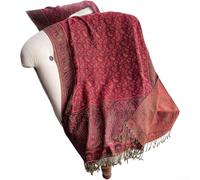 Langer Jacquard-Schal für Damen, 195 x 70 cm, ethnischer Druck, Sonnenschutz, leichtes Polyestergewebe, für Sommer, Outdoor, Rot