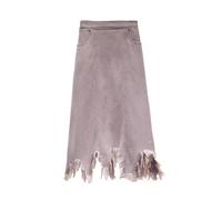 Langer Jeansrock Für Damen - S-5Xl Damen Sommermode Unregelmäßiger A-Linien-Rock Mit Hoher Taille Frühling Lässig Locker Übergröße Schlank Sexy Elegant Einfarbig,Lila,4XL