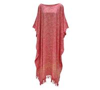 Langer Kaftan für Damen im Galaxy-/Sternen-Design, Ethno-Stil, handgefertigt, groß Gr. Einheitsgröße, rose