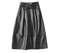 Langer Midi-Pu-Lederrock In A-Linie Mit Hoher Taille Für Damen