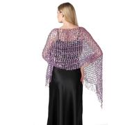 Langer Pailletten-Schal für Damen, 1920er-Jahre-Schal, Netzstoff, glitzernd, Hochzeits-Umhang, Fransen, Abend-Wickeltuch, formell, Harlem Nacht, Violett, Einheitsgröße