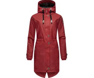 Langer Regenmantel mit Kapuze "Rainy Flower" Blood Red XS
