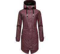 Langer Regenmantel mit Kapuze "Rainy Flower" Wine XXXL
