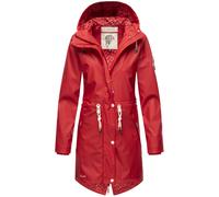 Navahoo Damen Übergangsjacke Regenmantel wasserdichte lange Regenjacke mit verstellbarer Kapuze und geschweißten Nähten Tropical Stormoo Red Gr. L