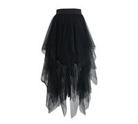 Langer Rock Damen,Tüllrock Lang Damen Karneval Tütü Petticoat A-Linie Elegant Faltenrock Asymmetrisch Elastische Hexenrock Unregelmäßiger Knielang Weich Feen Kostüm Unterrock Mesh Puffy Röcke Midirock