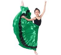Langer Rock für Mädchen, schwarz, rot, Rüschen, Satin, für spanischen Flamenco, Bauchtanz, , Folklorico
