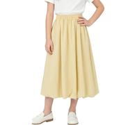 Langer Rock Mädchen Apricot mit Taschen Elastische Taille A-Linie Bubble Rock Elegant Kinderrock Sommerrock für Party Strand Schule 160(EU 152-158)