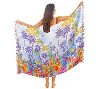 Langer Sarong für Damen, glatte und seidige Baumwolle, Strand-Pareo, Bikini, Badeanzug, Wandbehang, Wickelrock