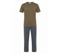 Langer Schlafanzug Seriously Stripes Mey Night grün 50
