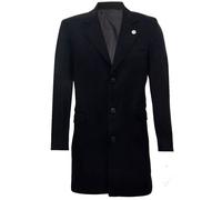 Langer Slim-Fit-Mantel aus schwarzer Wolle für Herren XL