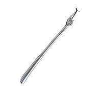 langer silberner Alu Schuhlöffel 55 cm mit Aufhängung Motiv Katze