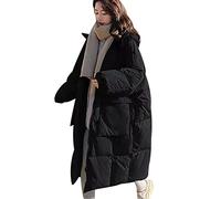 Langer Steppmantel Damen Lange Steppjacke Puffer Jacke Mantel Damen Lang Gesteppte Jacke Gefüttert Damen Winter Gefütterte Jacke Stepp Damen Wattierte Steppjacke Daunenjacke Daunenmantel damen Schwarz