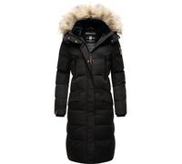 Langer Steppmantel mit abnehmbarer Kunstfellkapuze "Schneesternchen" Black XS