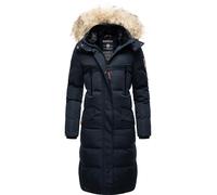 Langer Steppmantel mit abnehmbarer Kunstfellkapuze "Schneesternchen" Navy XS