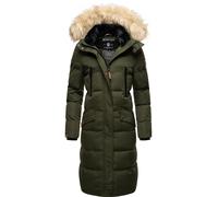 Langer Steppmantel mit abnehmbarer Kunstfellkapuze "Schneesternchen" Oliv XXL