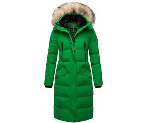 Langer Steppmantel mit abnehmbarer Kunstfellkapuze "Schneesternchen" Smaragd Green S