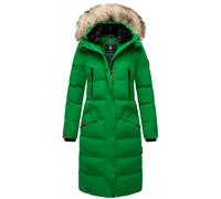Langer Steppmantel mit abnehmbarer Kunstfellkapuze "Schneesternchen" Smaragd Green XS